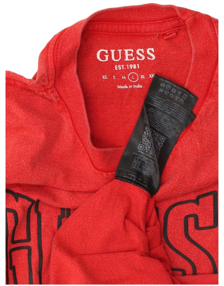 Guess T-Shirt Graphique Homme Grand Rouge Coton