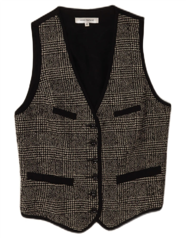 Anne Fontaine Gilet Femme EU 40 Laine Pied-de-Poule Gris Moyen