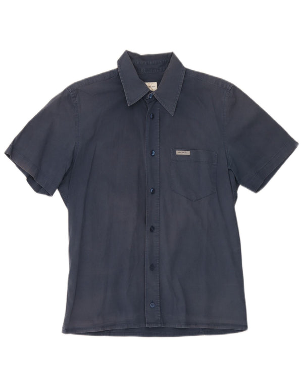 Calvin Klein Jeans Chemise à Manches Courtes Homme Bleu Marine Moyen Coton