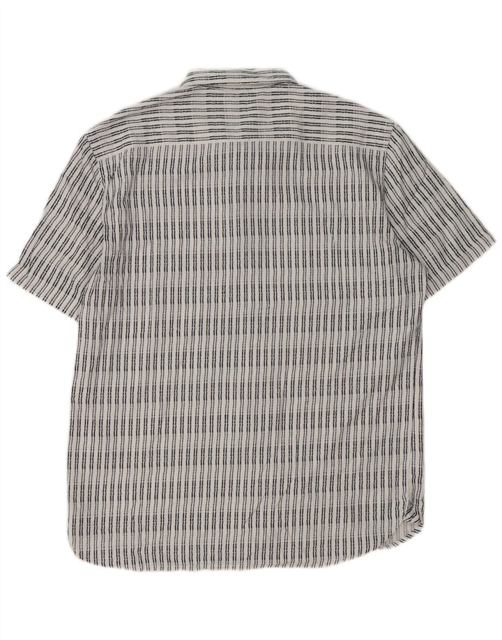 French Connection Chemise à Manches Courtes Homme Large Blanc Rayé Viscose