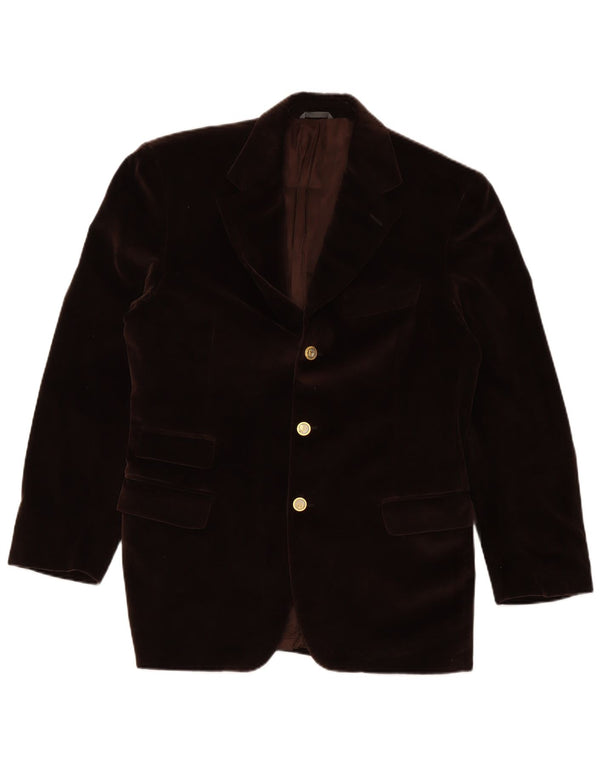 ETHIMO Veste Blazer en Velours à 3 Boutons pour Homme IT 50 Grand Coton Marron