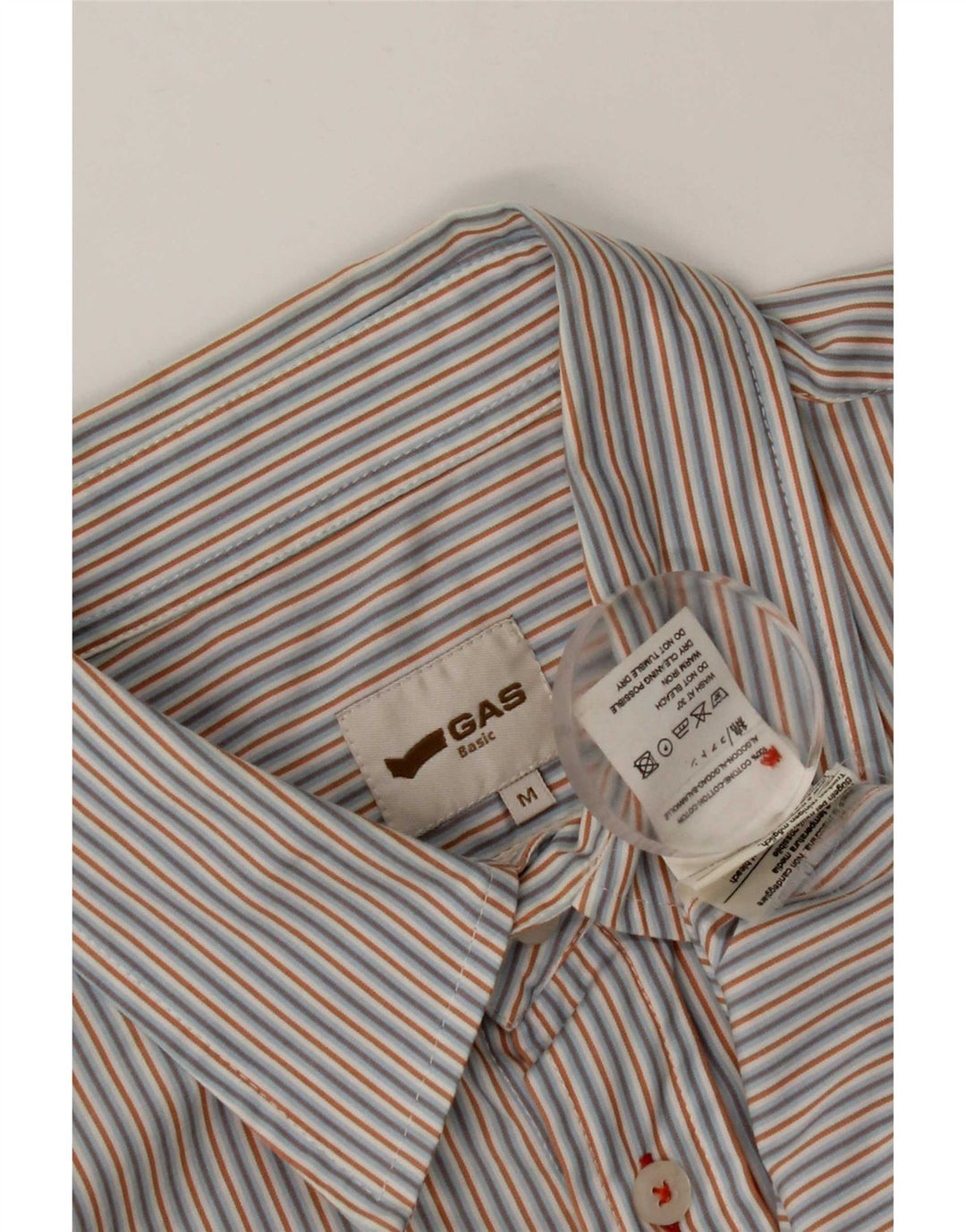 Chemise à Manches Courtes Homme Gas Coton Rayé Bleu Moyen