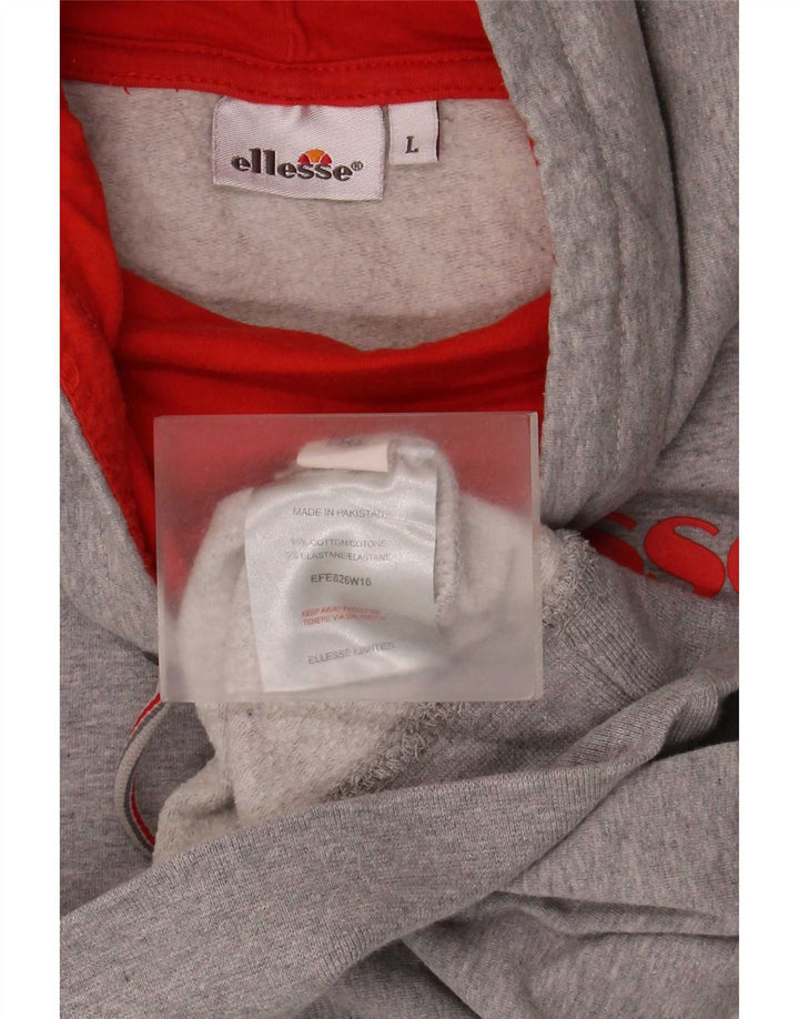 Ellesse Sweat-shirt graphique pour femme UK 16 Large Gris Coton