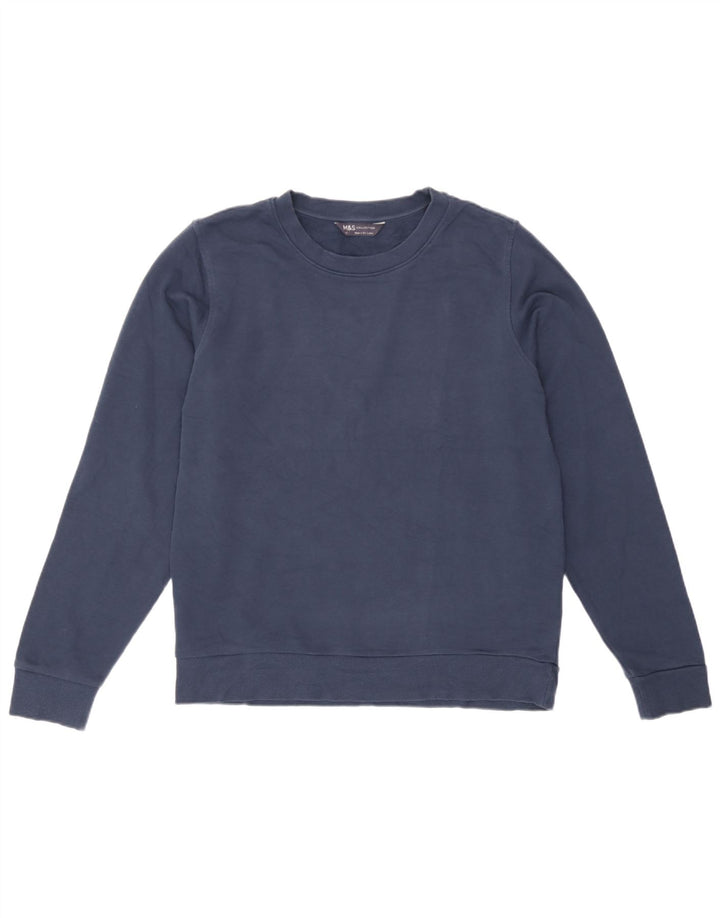 Marks & Spencer Sweat-shirt pour femme UK 12 Bleu marine moyen Coton