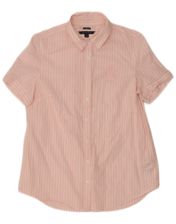 Tommy Hilfiger Chemise à manches courtes pour femme UK 14 Rose moyen rayé