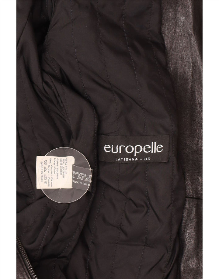 Veste motard en cuir femme vintage IT 44 Cuir noir moyen