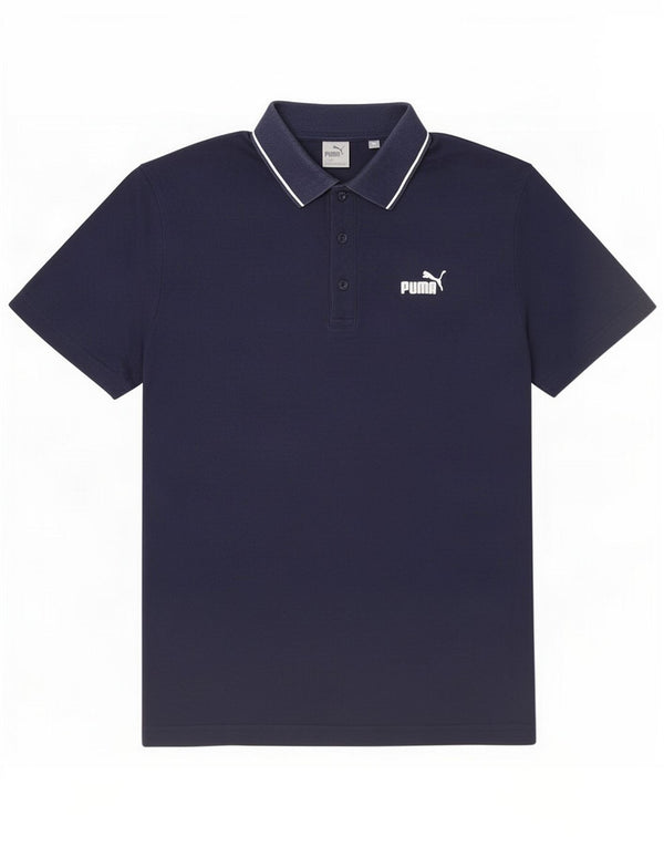 Puma Mens Polo Shirt Medium Navy Blue Cotton