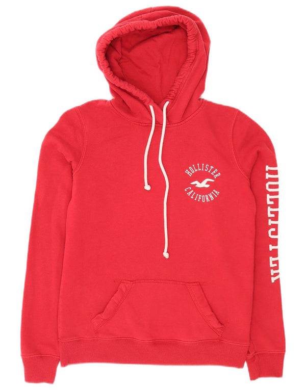 Hollister Pull à capuche graphique coupe décontractée pour femme UK 4 XS Rouge Coton