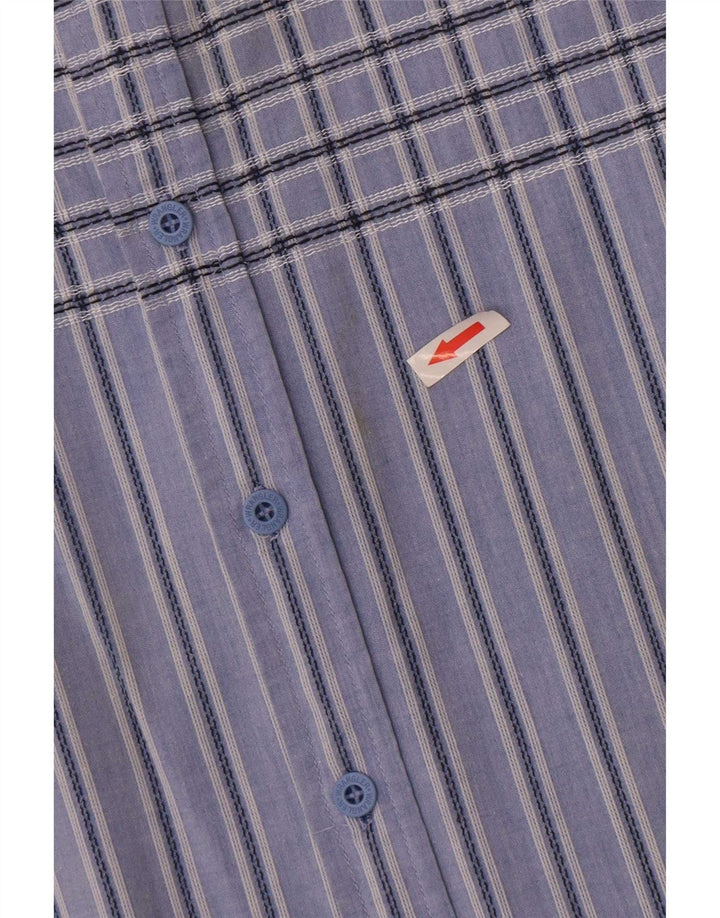 Wrangler Chemise à manches courtes pour homme en coton à rayures bleues