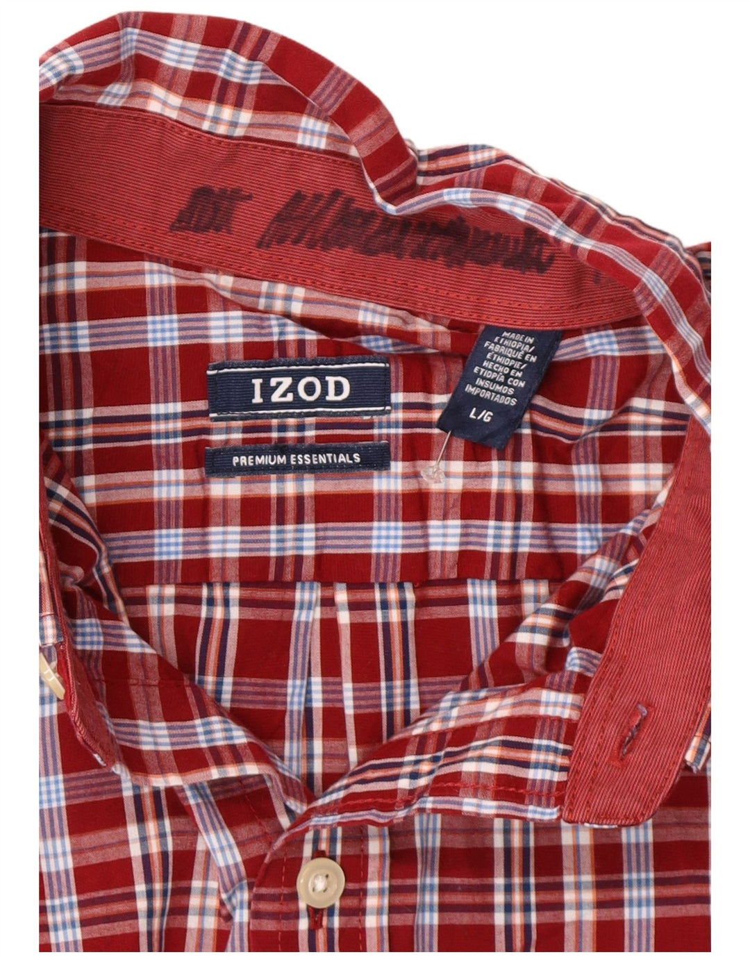 Izod Chemise Homme Grand Carreau Rouge Coton