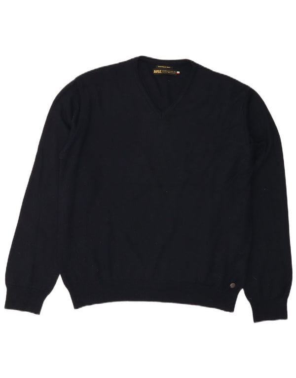 RIFLE Pull col V pour femme UK 18 XL Bleu marine Acrylique