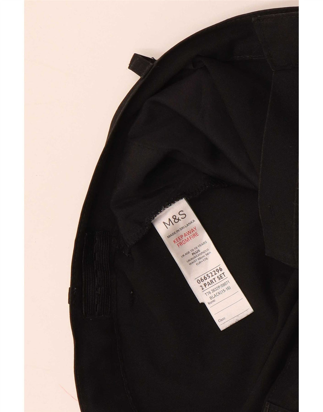 Marks & Spencer Pantalon de Costume Slim Garçon 15-16 ans W34 L29 Noir Polyester