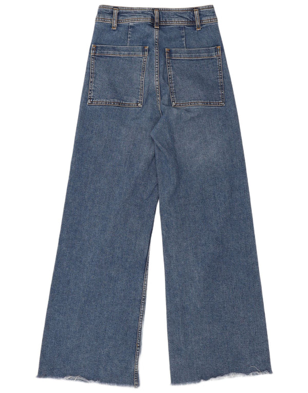 Zara Femme The Marine Jean Droit Taille Haute EU 36 XS W26 L29 Bleu