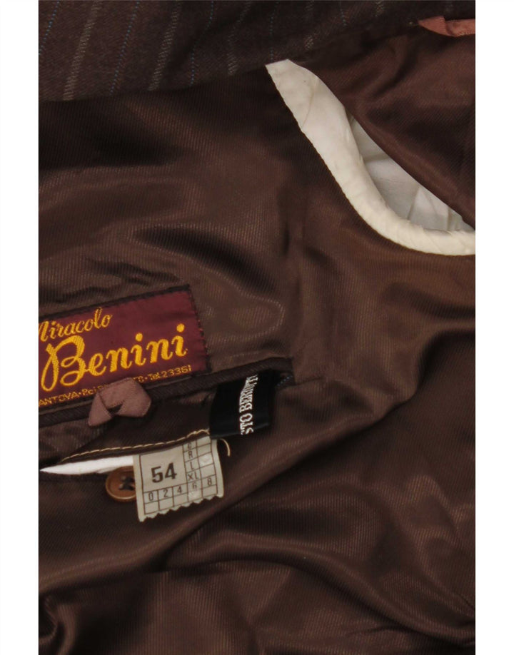 vintage Mens Double Breasted Blazer Veste IT 54 2XL Marron Rayé
