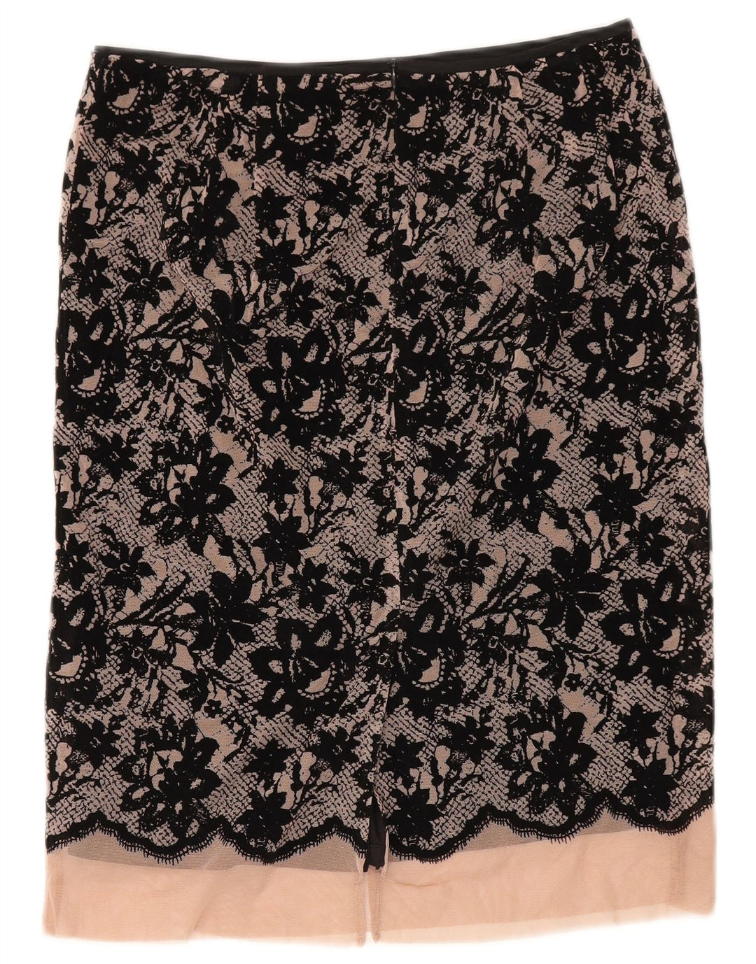 Zara Femme Jupe Midi XS W30 Noir Floral Polyester