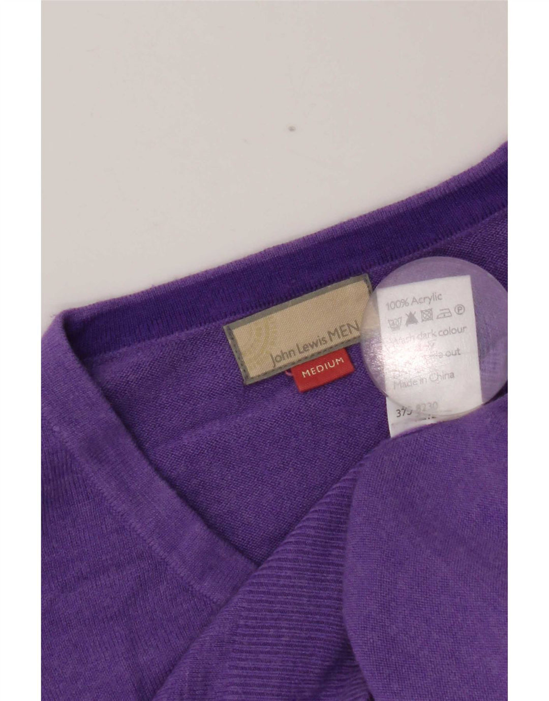 John Lewis Pull col V pour homme en acrylique violet moyen