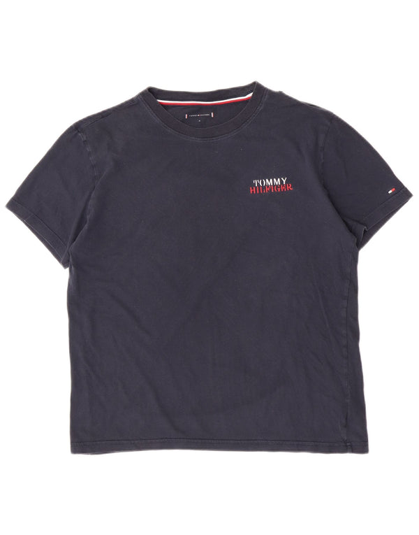 Tommy Hilfiger T-Shirt Femme Top UK 14 Bleu Marine Moyen Coton