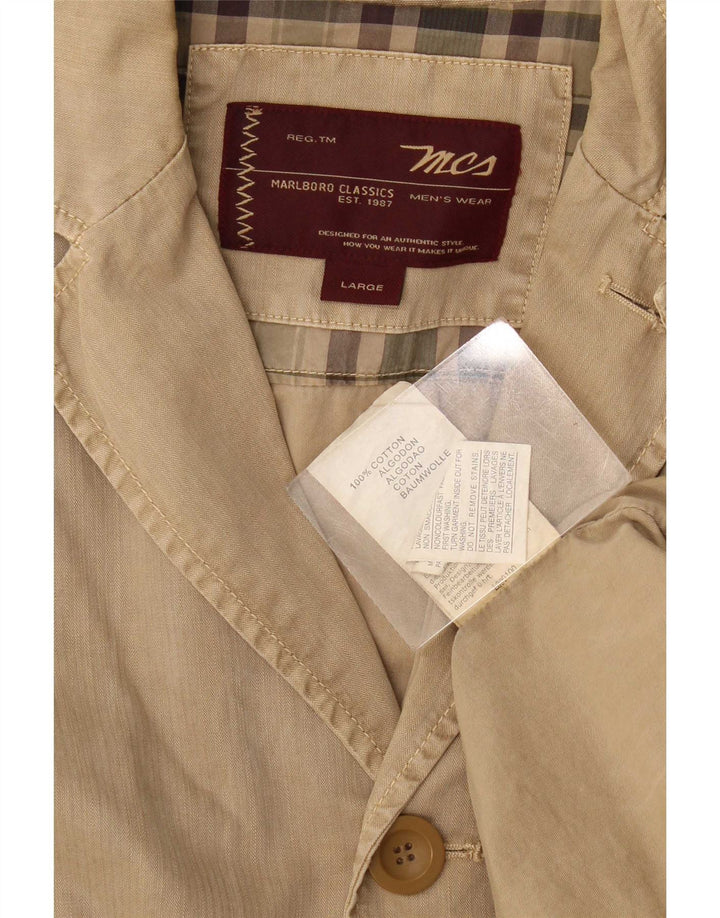 Marlboro Classics Veste blazer à 3 boutons pour homme UK 40 Grand coton beige