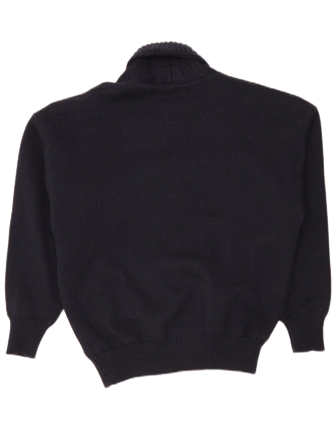 VINTAGE Pull Cardigan Homme IT 50 Laine Bleu Marine Moyen