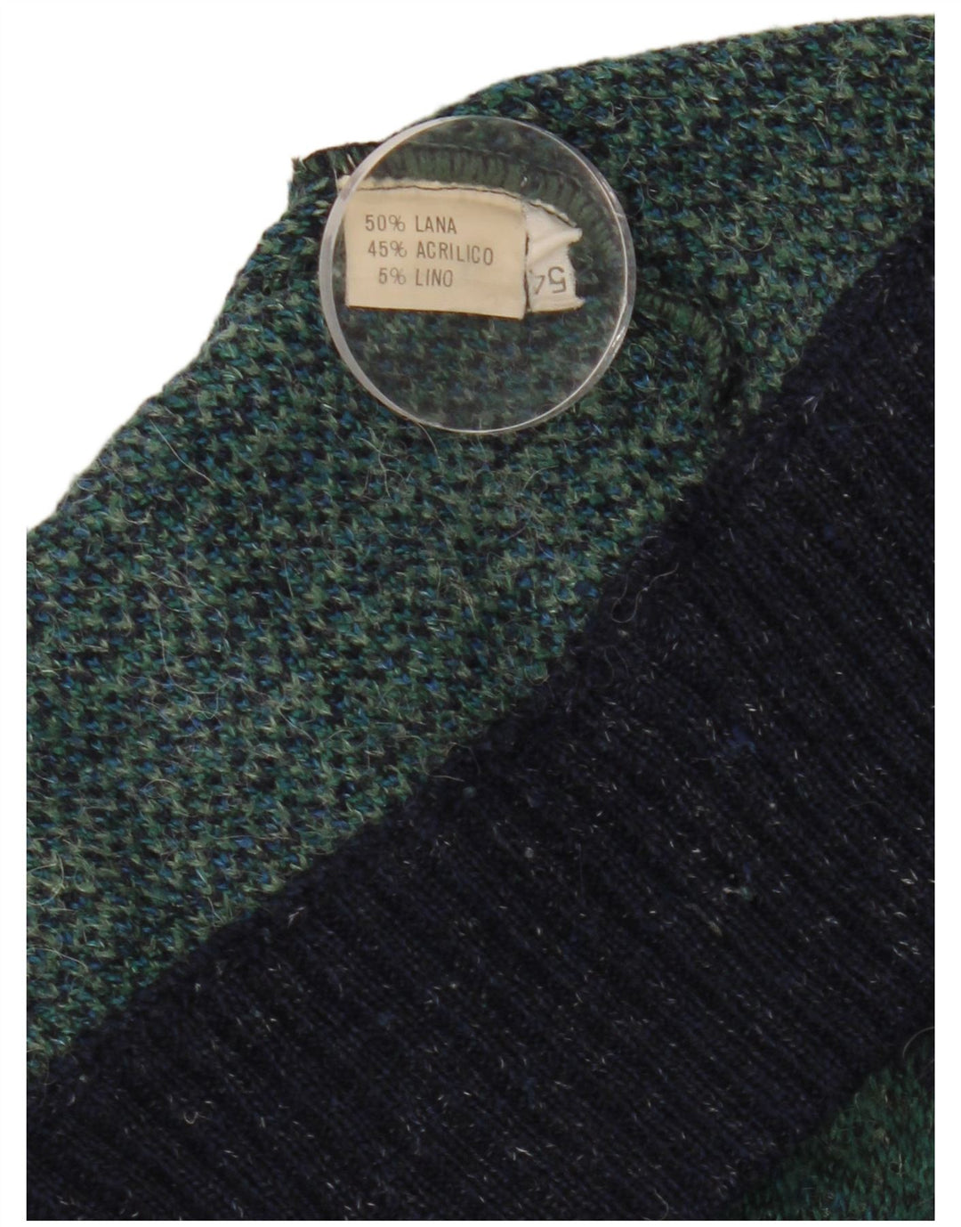 vintage Homme Cardigan Pull IT 54 XL Bleu Marine Check Laine