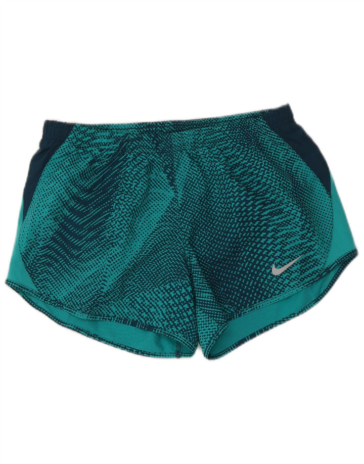 NIKE Short de sport Dri Fit pour femme UK 10 Petit bleu géométrique en polyester