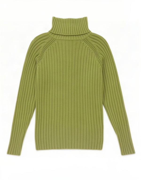 Zara Pull à col polo pour homme en coton vert Large