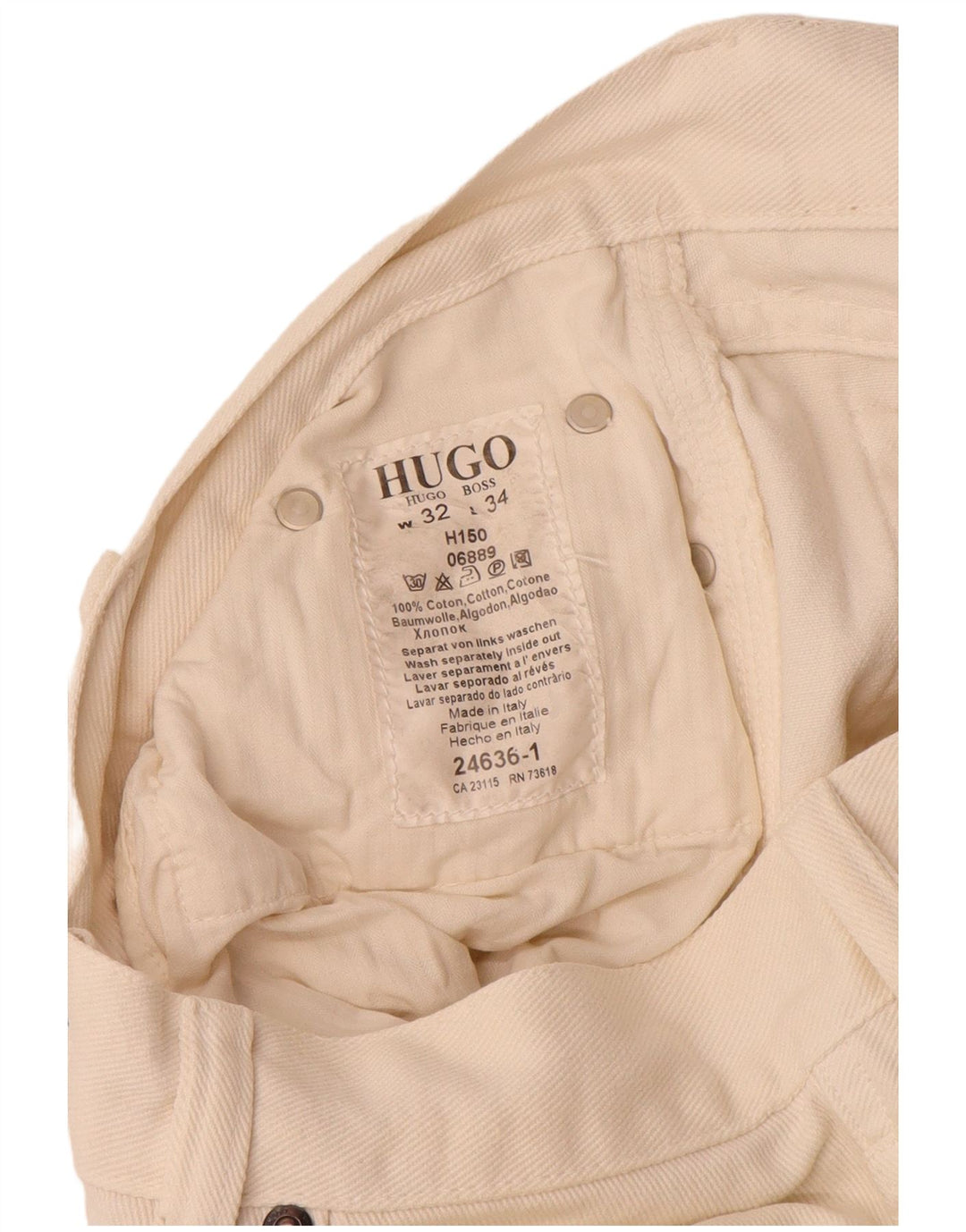 Hugo Boss Jean droit W32 L34 en coton blanc cassé