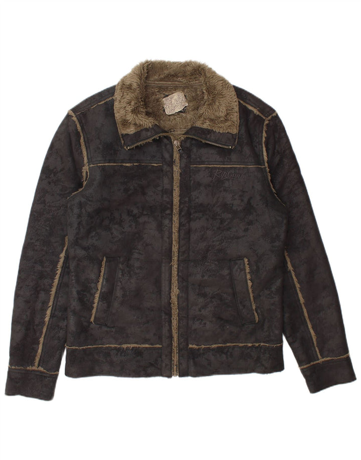 Rip Curl Veste Sherpa Zippée Homme UK 36 Petit Noir Tie Dye Polyester
