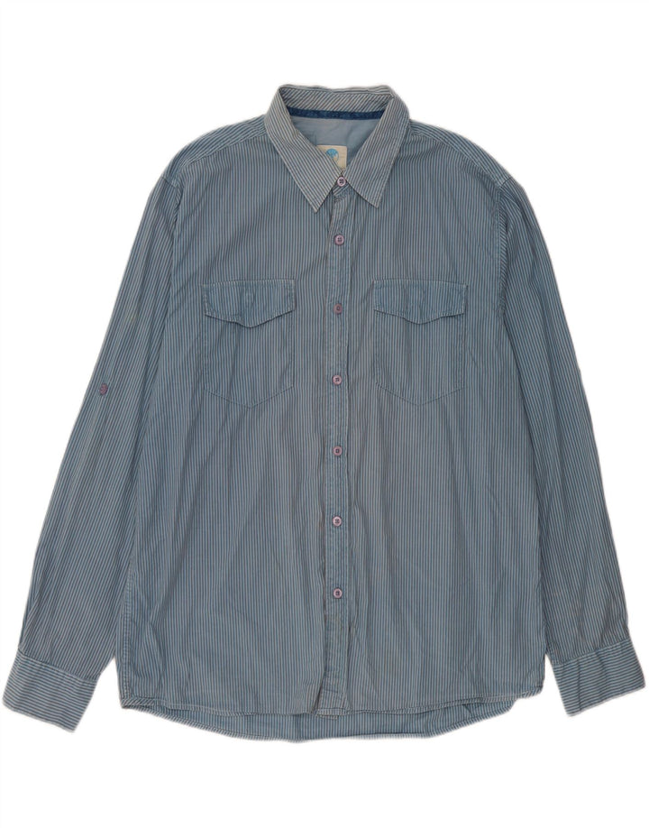 FAT FACE Chemise Homme XL Bleu Rayure Coton
