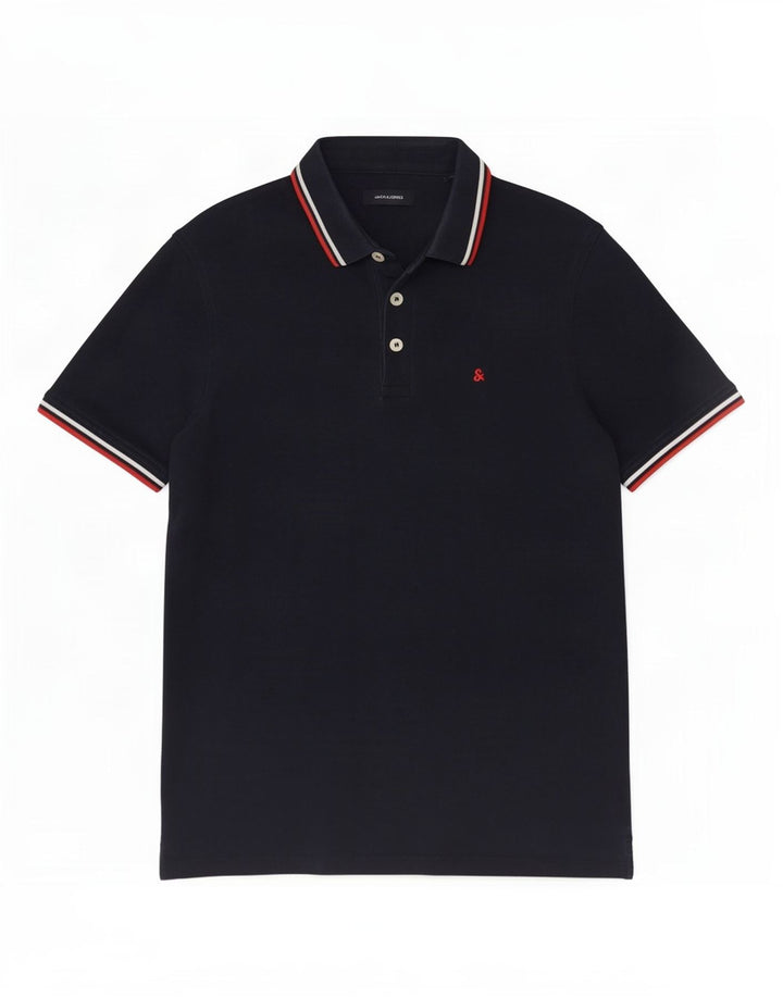 Jack & Jones Polo Homme Bleu Marine Moyen Rayé Coton