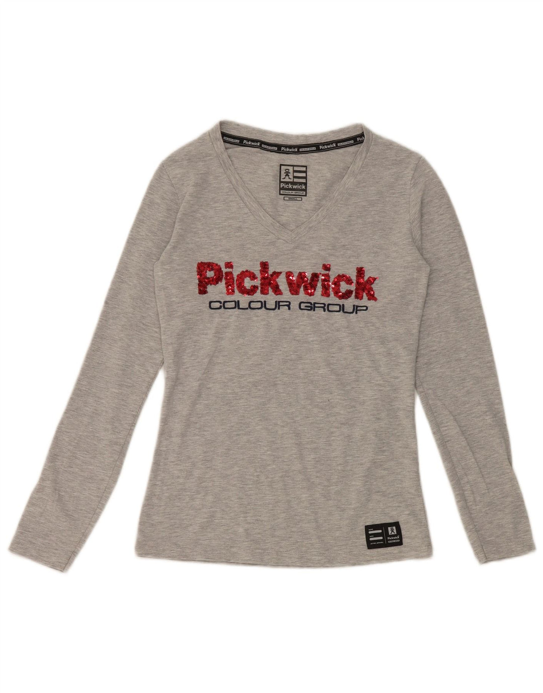 Pickwick Haut graphique à manches longues pour femme UK 8 Small Viscose mouchetée gris