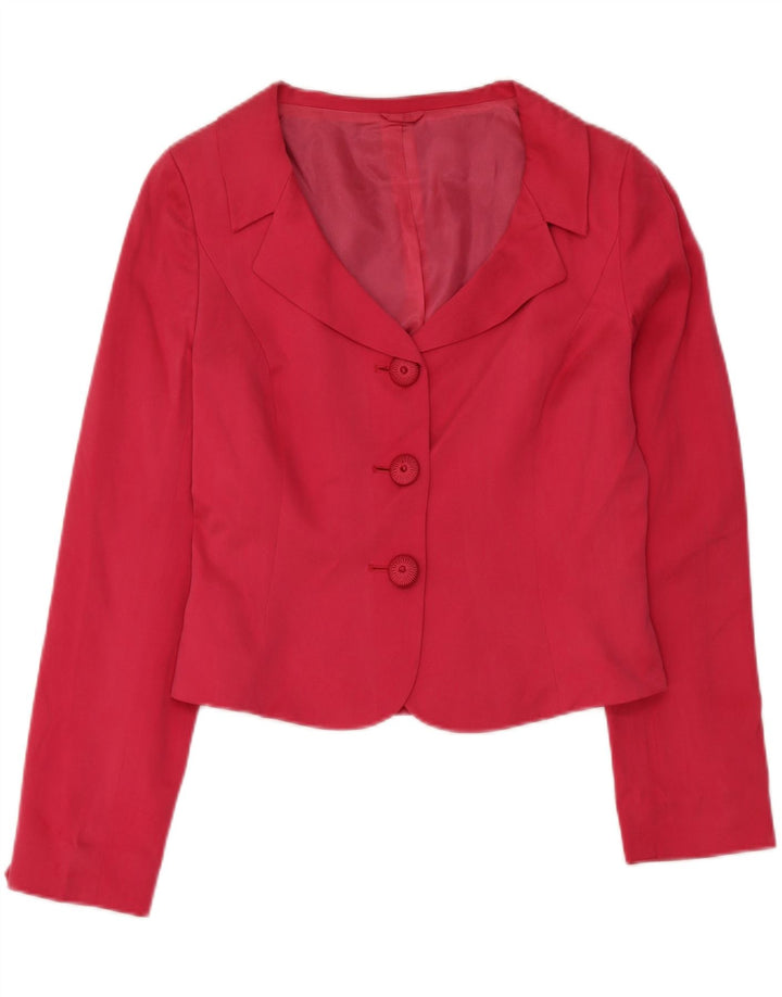 Hobbs Veste blazer courte à 3 boutons pour femme UK 12 en soie rose moyen
