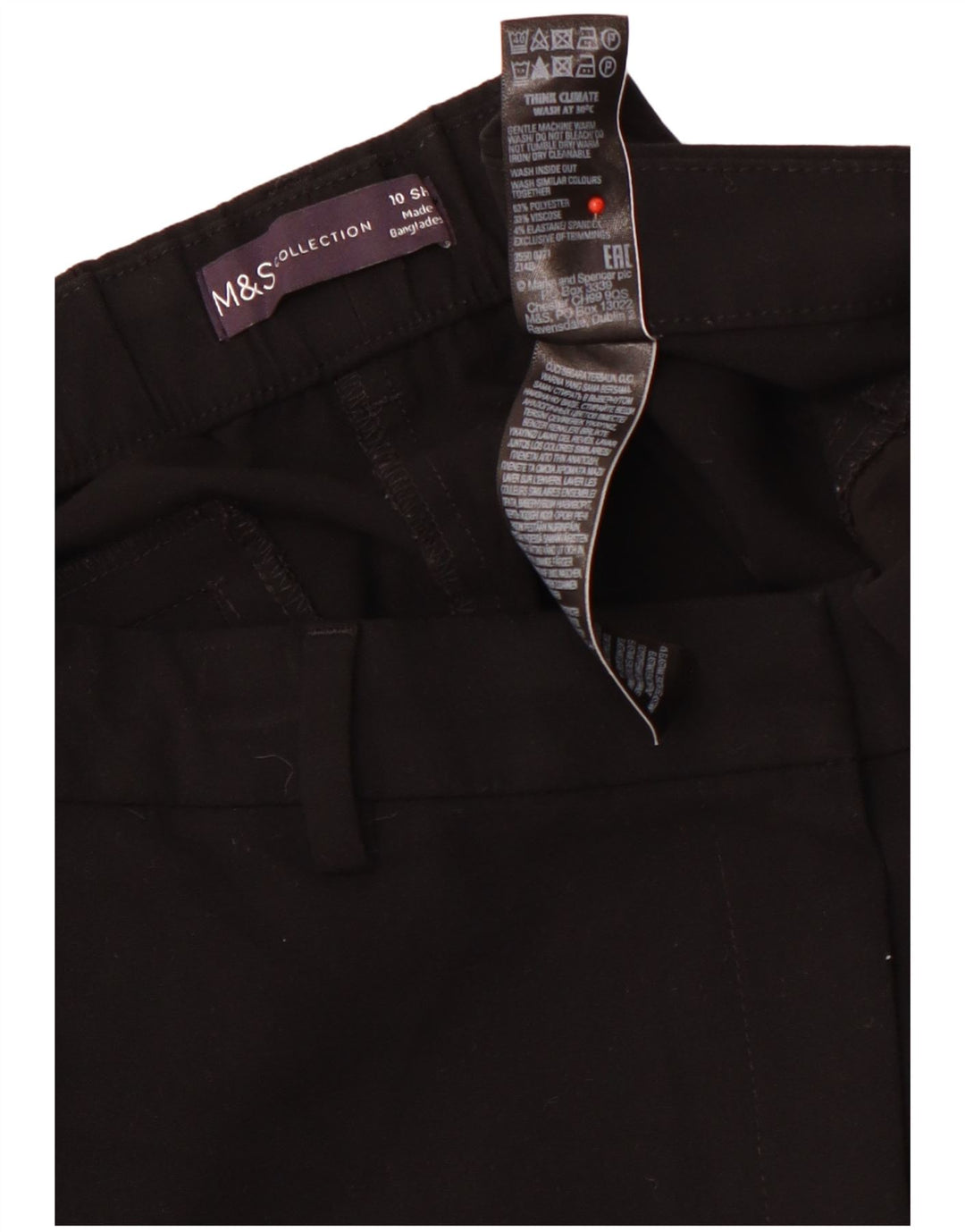 MARKS & SPENCER Pantalon chino court pour femme UK 10 Small W29 L28 Noir