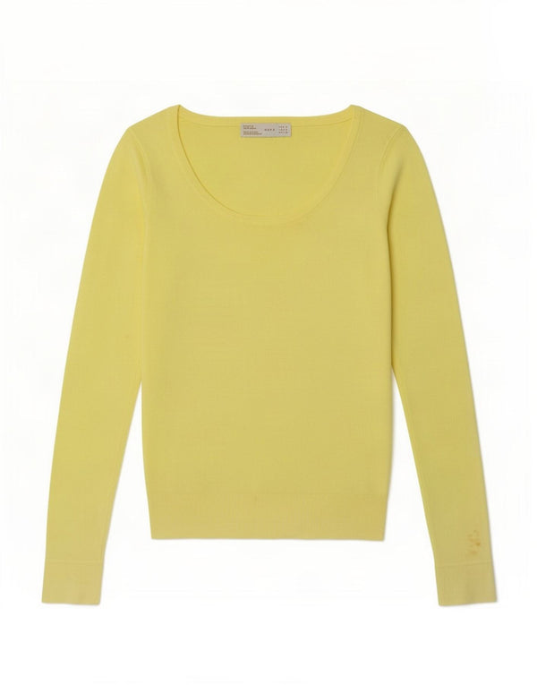Zara Pull col bateau pour femme UK 10 Petite rayonne jaune