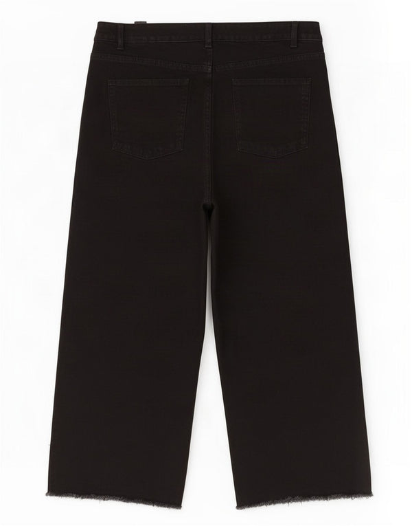 Marks & Spencer Jean court à jambe large pour femme UK 18 XL W36 L25 Coton noir