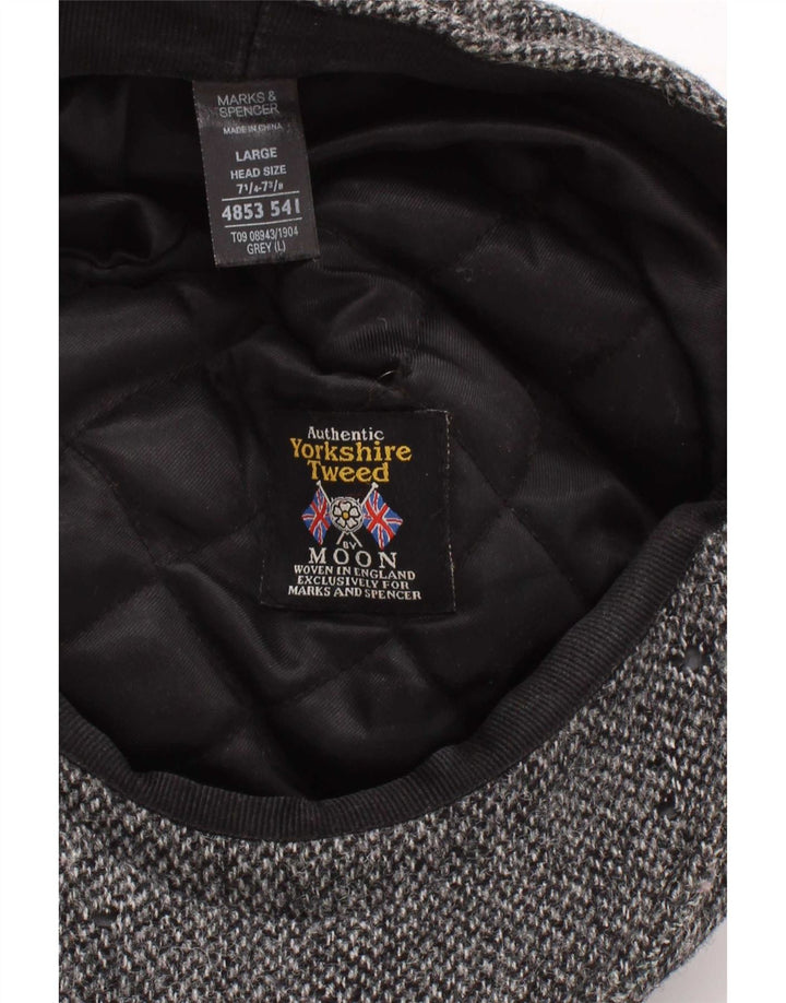 Marks & Spencer Casquette plate pour homme en laine à chevrons gris classique