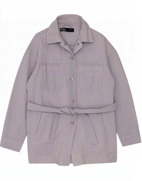 Zara Veste utilitaire surdimensionnée pour femme UK 14 en coton bleu moyen