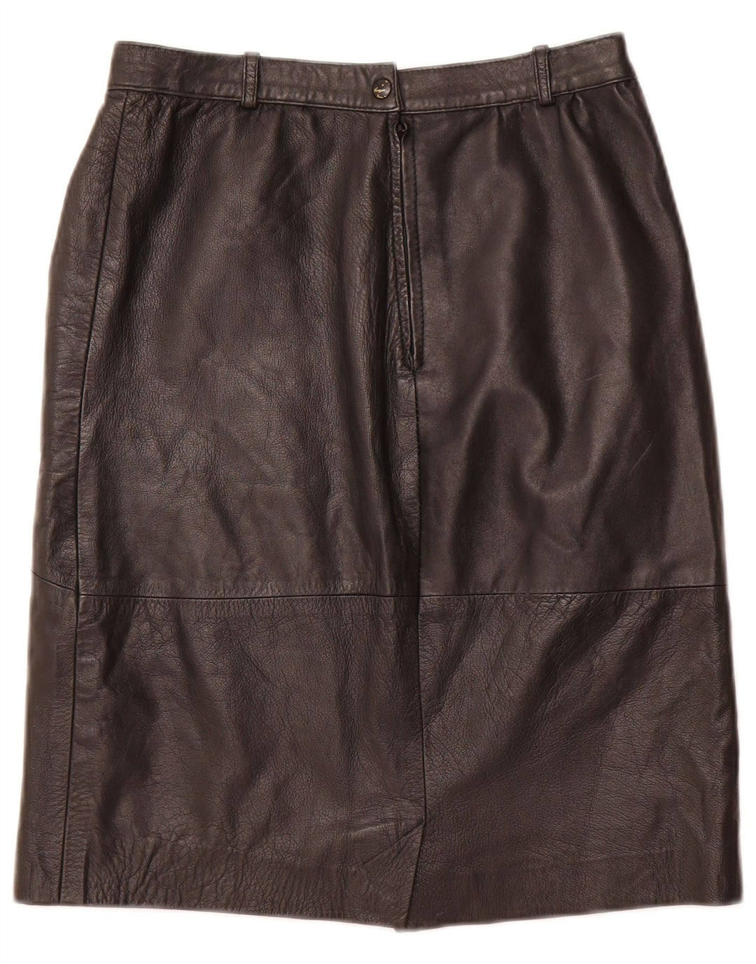 VINTAGE Jupe en cuir taille haute femme IT 48 XL W28 Cuir noir