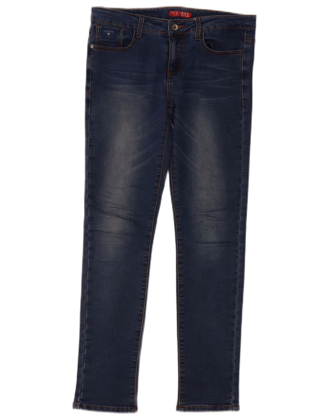 Guess Jean Slim Femme UK 12 Moyen W30 L28 Bleu Coton