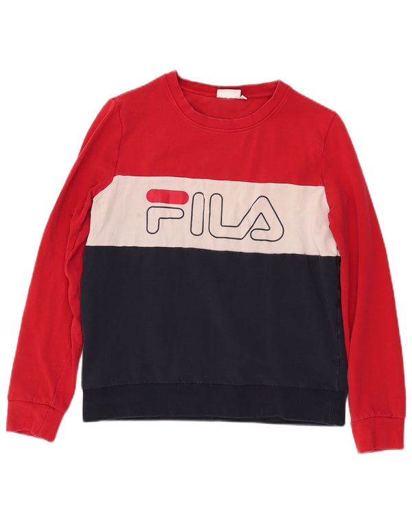 FILA Sweat-shirt graphique pour femme UK 10 Small Bleu marine Colourblock