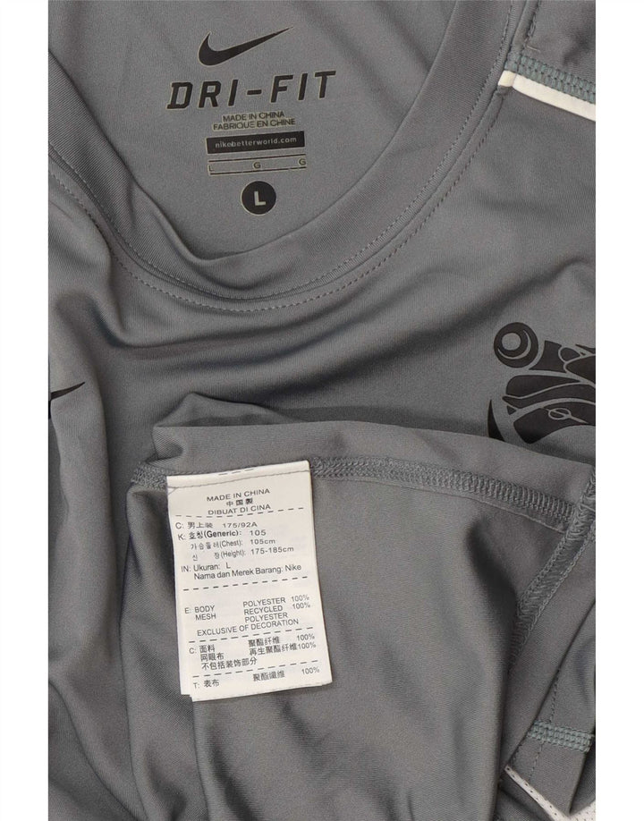 Nike Hommes Dri Fit T-Shirt Haut Large Gris Colorblock Polyester