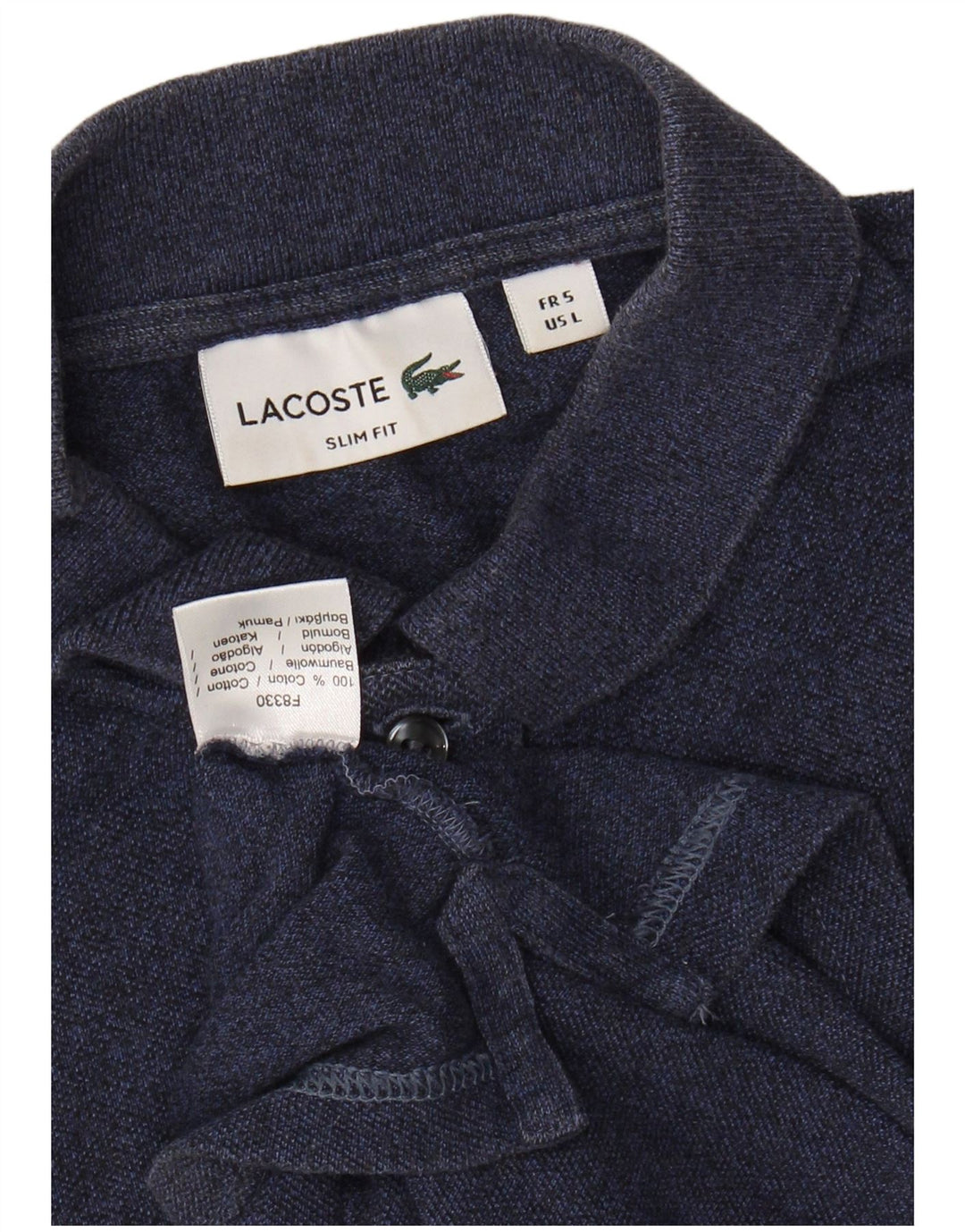 LACOSTE Homme Slim Fit Polo Taille 5 Grand Bleu Marine Coton