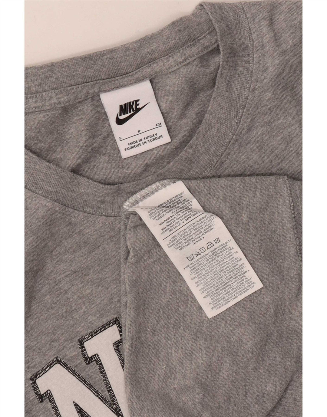 Nike Mens Graphic T-Shirt Top Petit Gris Rayé Coton