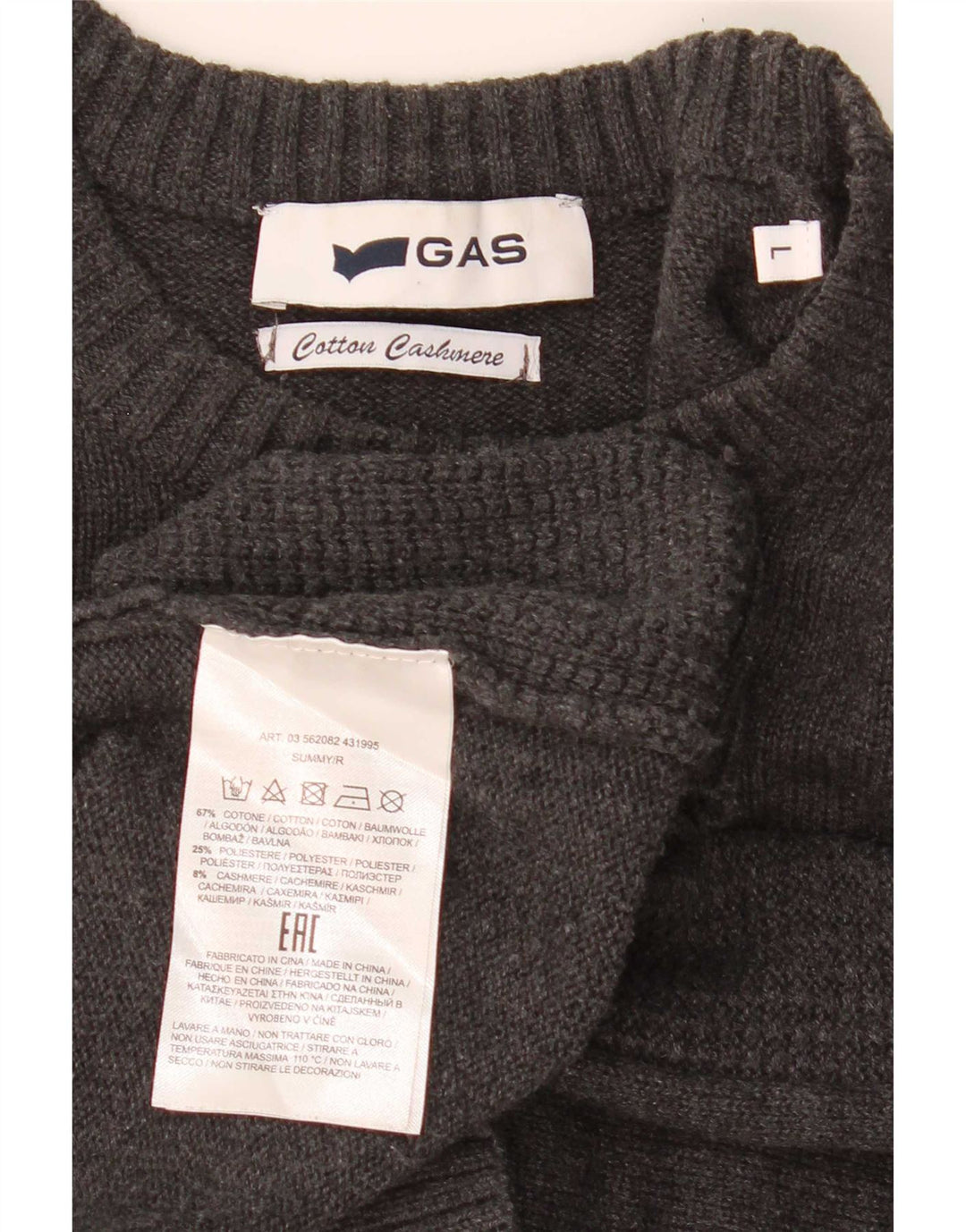 Gas Pull à col rond pour homme en coton gris Taille L