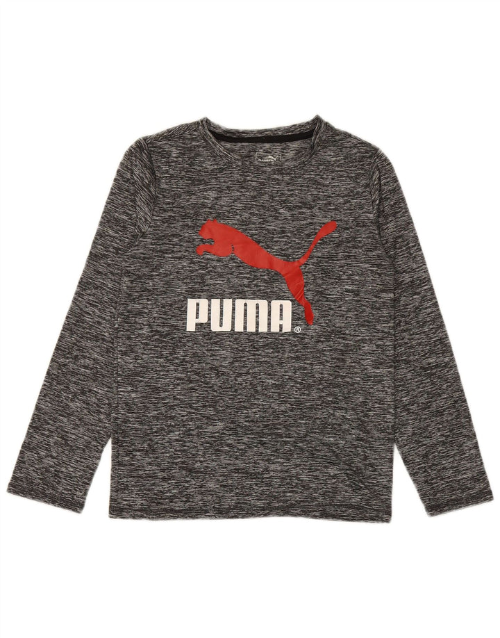 PUMA Haut graphique à manches longues pour garçon 8-9 ans Petit Gris Polyester