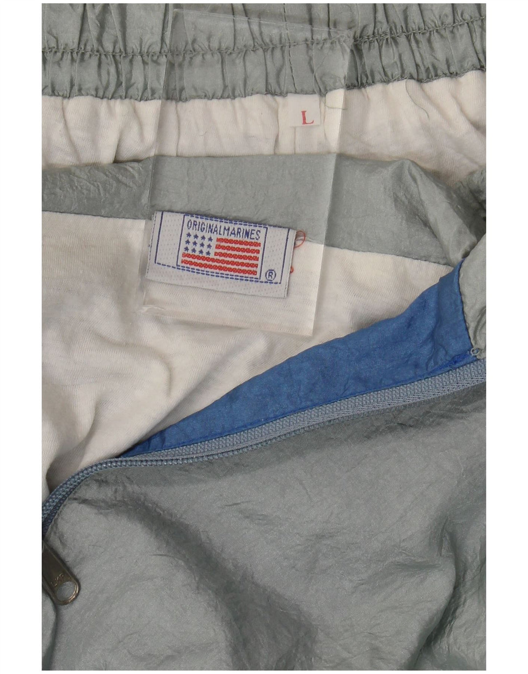 vintage Mens Full Survêtement Grand Gris Colorblock Nylon