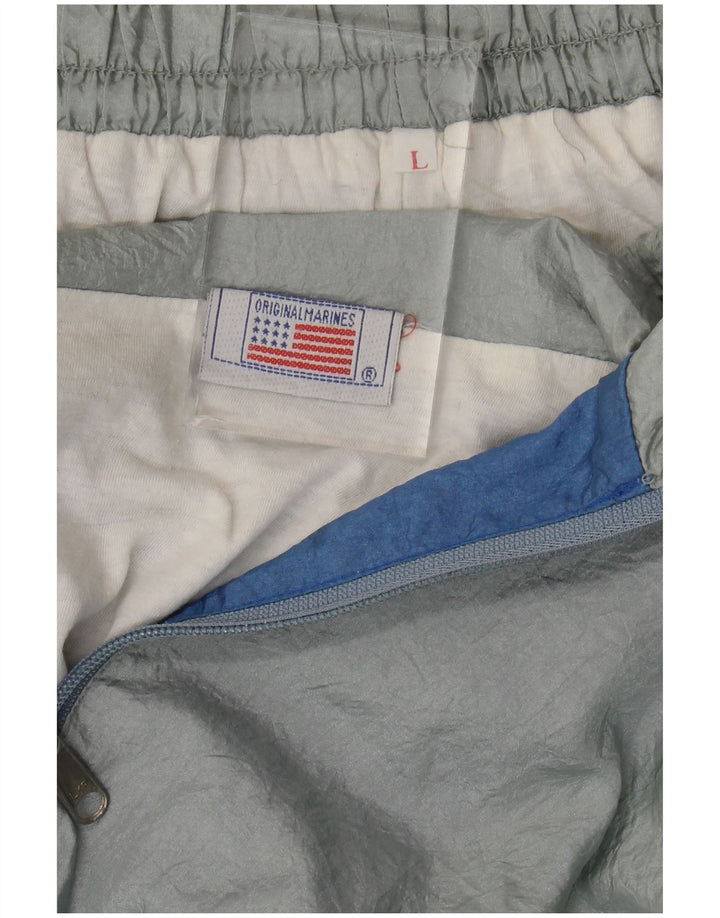 vintage Mens Full Survêtement Grand Gris Colorblock Nylon