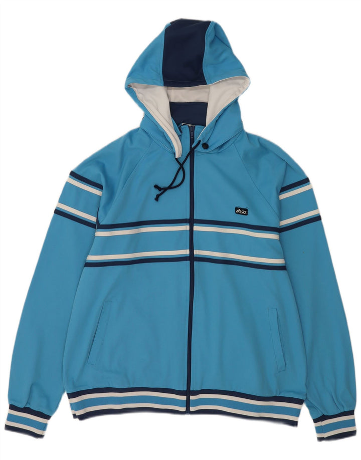 Asics Veste de survêtement à capuche pour homme Grand bleu rayé en polyester