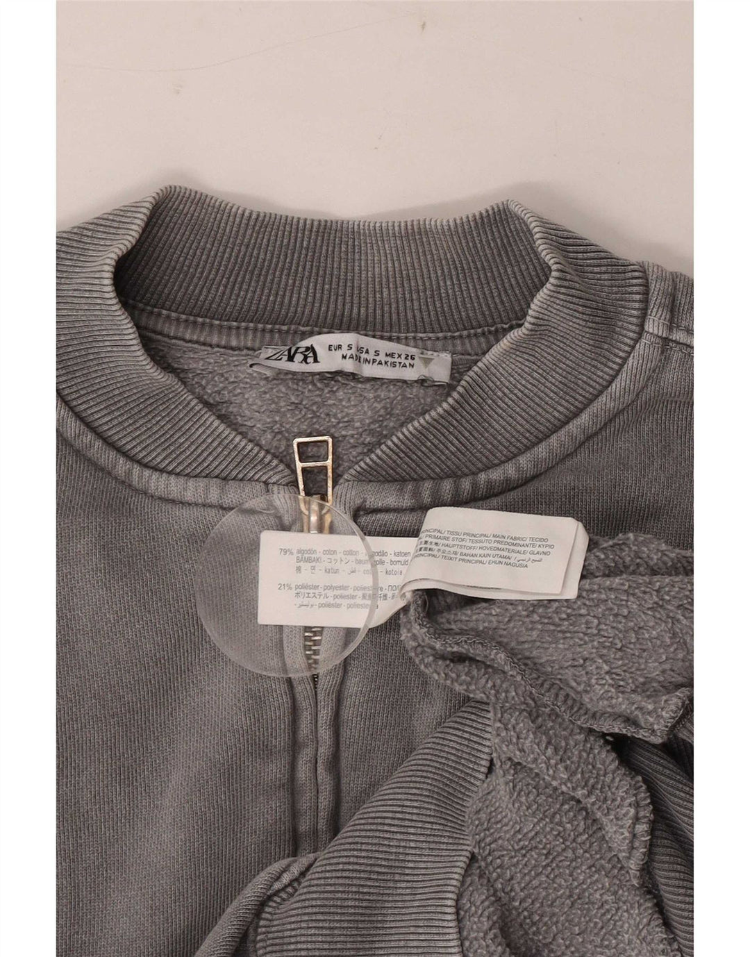 Zara Veste de survêtement surdimensionnée pour femme UK 10 Petit coton gris