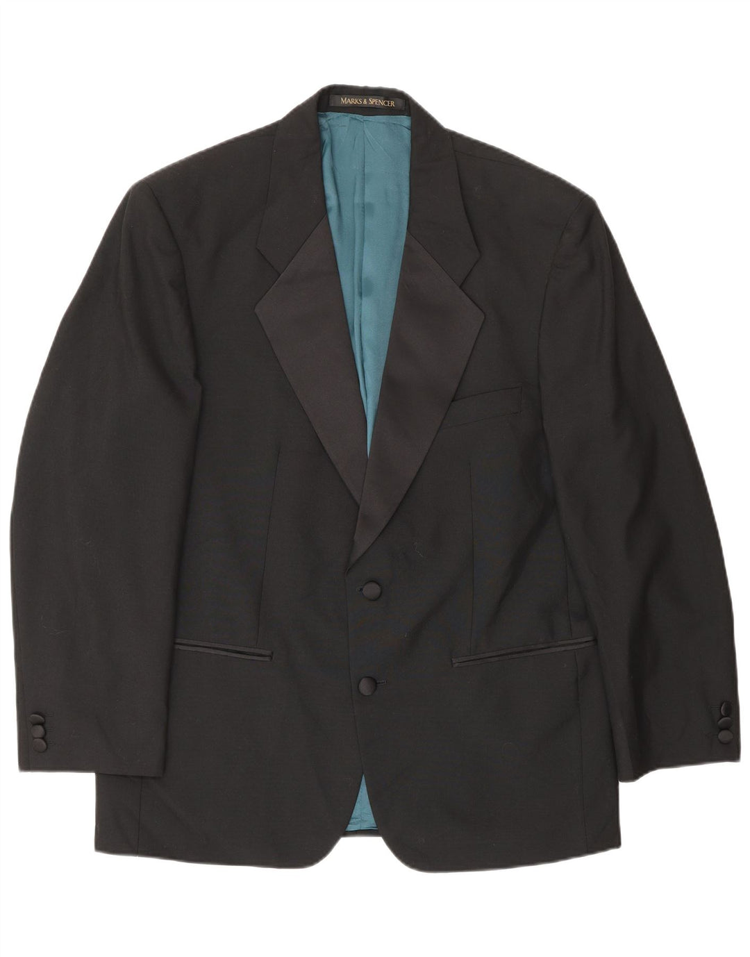 Marks & Spencer Veste blazer à 2 boutons pour homme UK 40 Large Noir Polyester